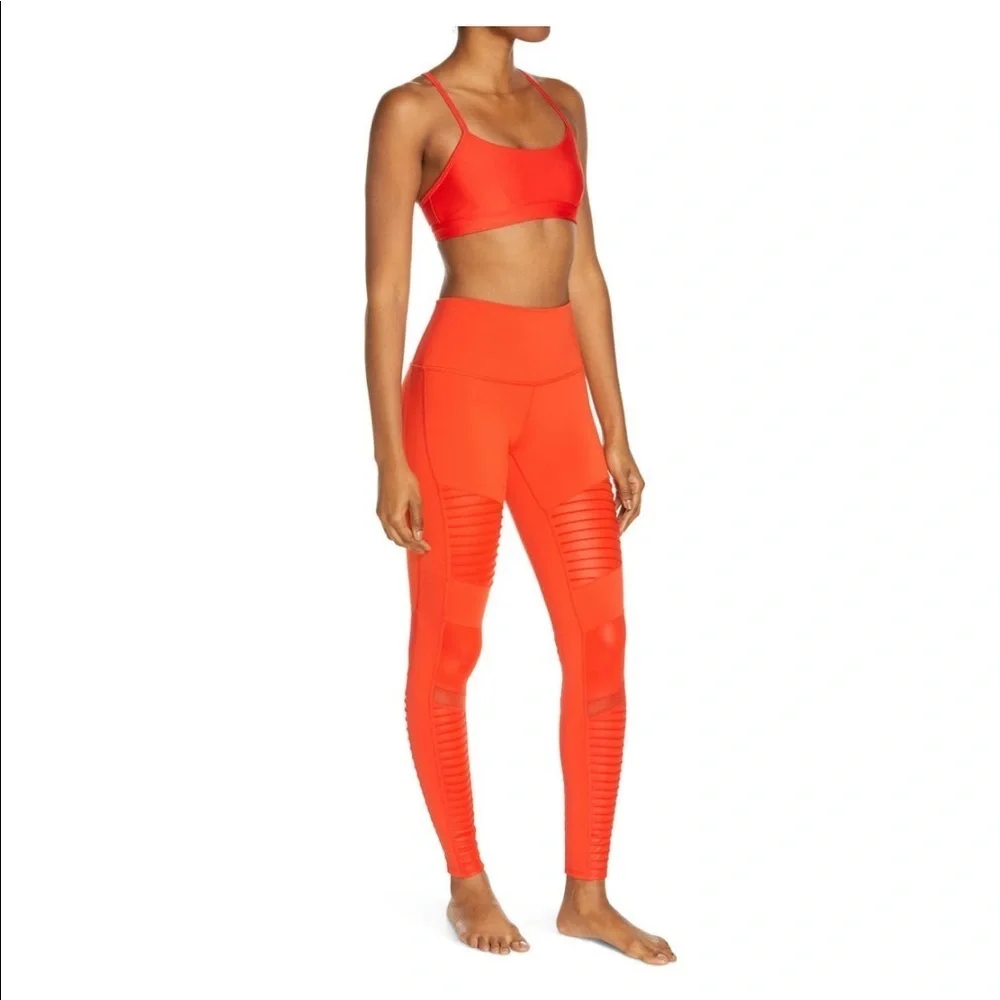 ALO Yoga Airbrush Moto High Waist 7/8 Leggings Cherry Red NWT